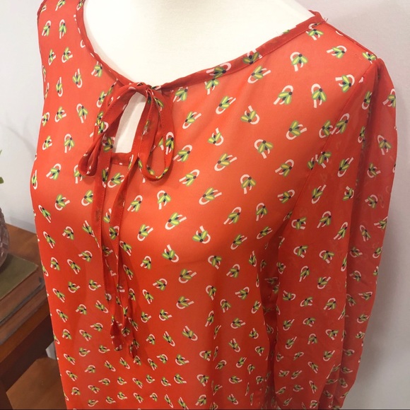 🌲3/$20 Anthro Pleione Sheer Firefly Top M - Picture 2 of 7